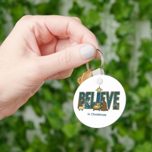 Kerststal Ornament Sleutelhanger (Hand)