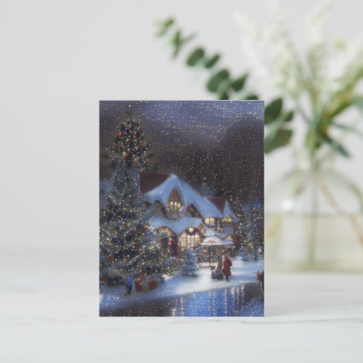 Kerststal Oude Sterrennacht Feestdagenkaart (Staand voorkant)