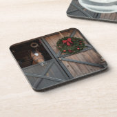 Kerststal paardrijden coaster bier onderzetter (Linkerzijde)