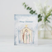 Kerststal Palmboom Aquarel Feestdagenkaart (Staand voorkant)