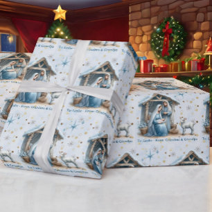 Kerststal Personaliseer Naam Baby Jezus Kerstmis Cadeaupapier