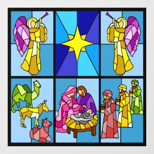 Kerststal   raamsticker (Vel)