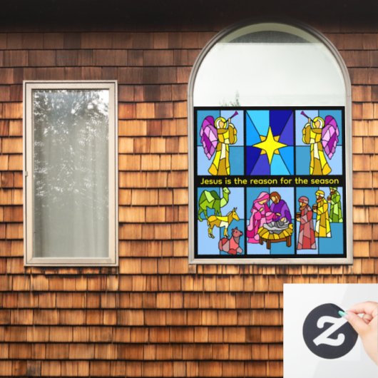 Kerststal   raamsticker (Huis Raam)