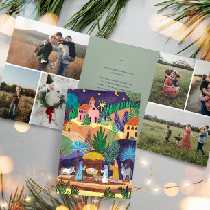 Kerststal Religieuze Gezinsfoto Kerstmis Drieluik Uitnodiging