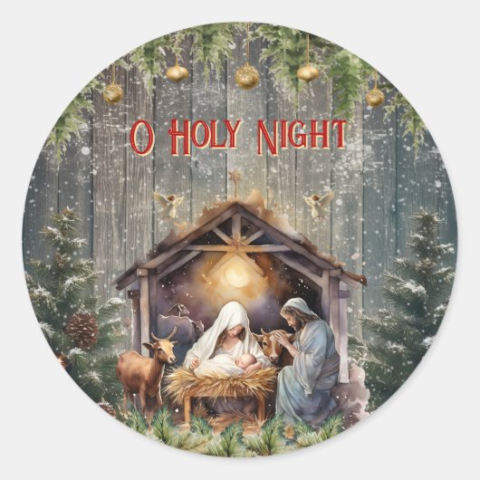 Kerststal  ronde sticker (Voorkant)