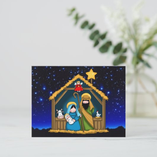 kerststal scène briefkaart (Staand voorkant)