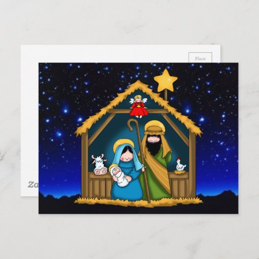 kerststal scène briefkaart (Voorkant / Achterkant)
