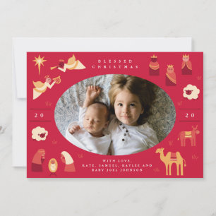 Kerststal scène feestdagenkaart