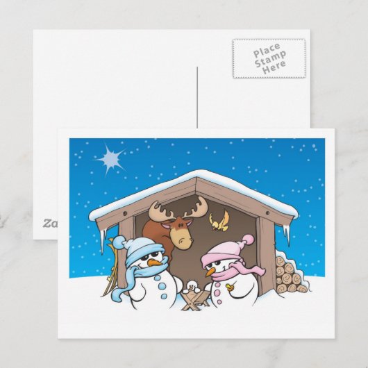 Kerststal scene feestdagenkaart (Voorkant / Achterkant)