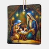 Kerststal scène keramisch ornament (Links)