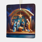 Kerststal scène keramisch ornament (Links)