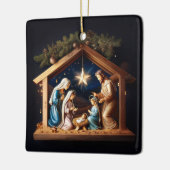 Kerststal scène keramisch ornament (Links)