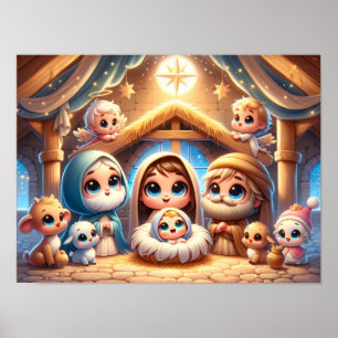 Kerststal scène poster