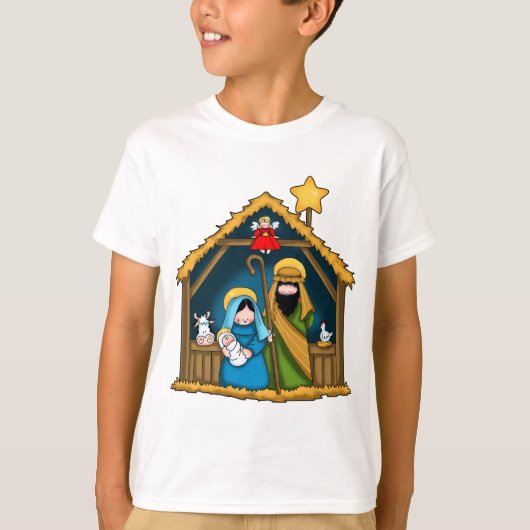 kerststal scène t-shirt (Voorkant)