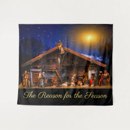 Kerststal scène 'The Reason for the Season' Wandkleed