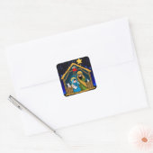 kerststal scène vierkante sticker (Envelop)
