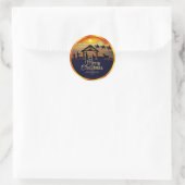Kerststal Silhouet "Prettig Kerstfeest" Ronde Sticker (Tas)