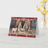 Kerststal Ster van Bethlehem Rode Kerst Kaart (Gele Bloem)