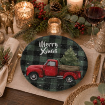 Kerststal Truck met Kerstboom Papieren Borden