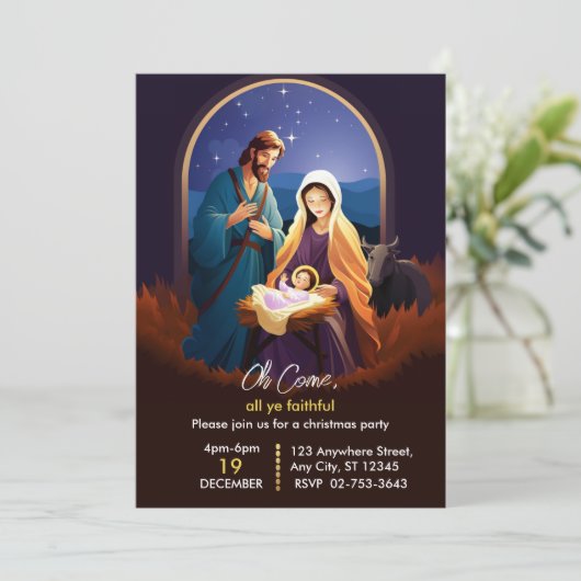 Kerststal Uitnodiging Religieuze Kerst Uitnodiging (Staand voorkant)