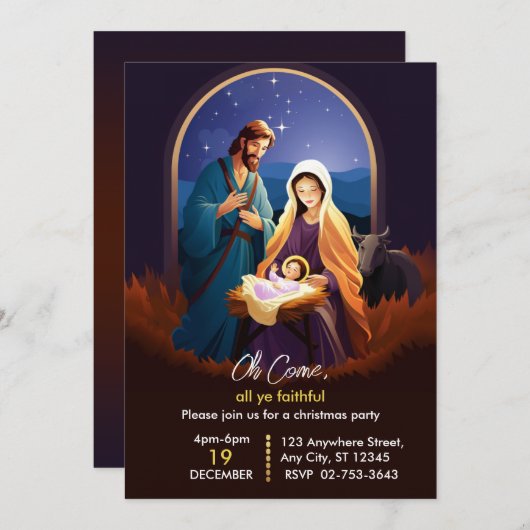 Kerststal Uitnodiging Religieuze Kerst Uitnodiging (Voorkant / Achterkant)