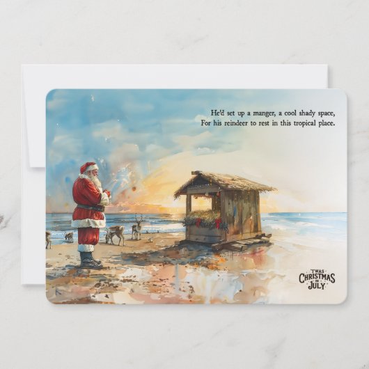 Kerststal van de Kerstman, Kerstmis in juli kaart (Voorkant)