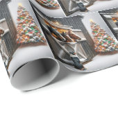 Kerststal van het paard met boom cadeaupapier (Rol Hoek)