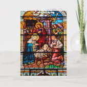 Kerststal van Jezus in glas-in-lood Feestdagen Kaart (Voorkant)
