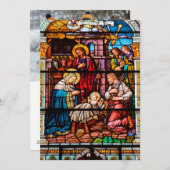 Kerststal van Jezus in glas in lood Feestdagenkaart (Voorkant / Achterkant)