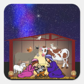 Kerststal Vierkante Sticker (Voorkant)