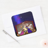Kerststal Vierkante Sticker (Envelop)