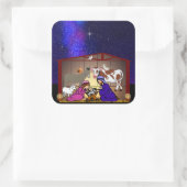 Kerststal Vierkante Sticker (Tas)