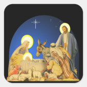 Kerststal Vierkante Sticker (Voorkant)