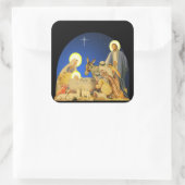 Kerststal Vierkante Sticker (Tas)
