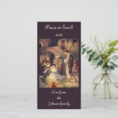 Kerststal vintage, 3 herders en Jezus Feestdagenkaart (Staand voorkant)