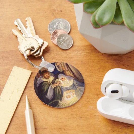 Kerststal vintage, 3 herders en Jezus Sleutelhanger (Bureau)