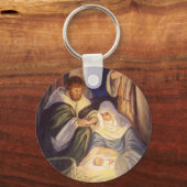 Kerststal vintage, 3 herders en Jezus Sleutelhanger (Voorkant)