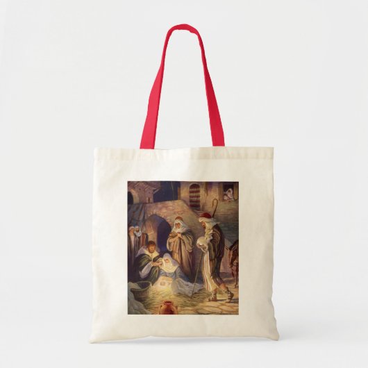 Kerststal vintage, 3 herders en Jezus Tote Bag (Voorkant)