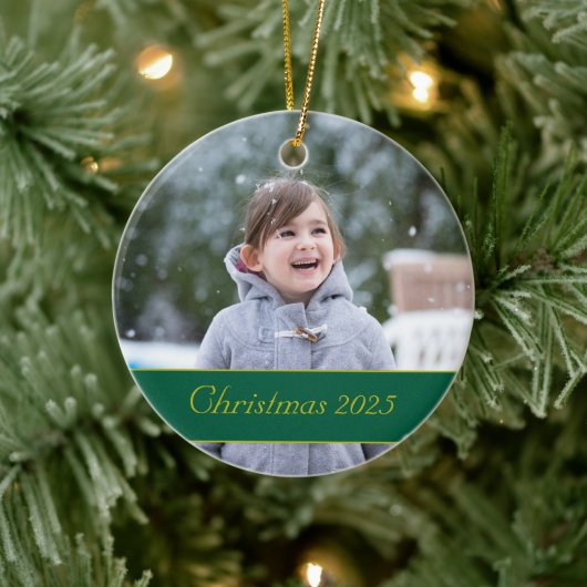 Kerststal Vintage Foto Keramisch Ornament (Boom)