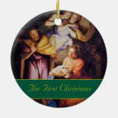 Kerststal Vintage Foto Keramisch Ornament (Achterkant)