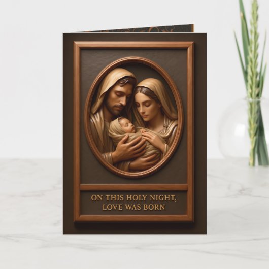 Kerststal Vouwbare Wenskaart Kaart (Voorkant)