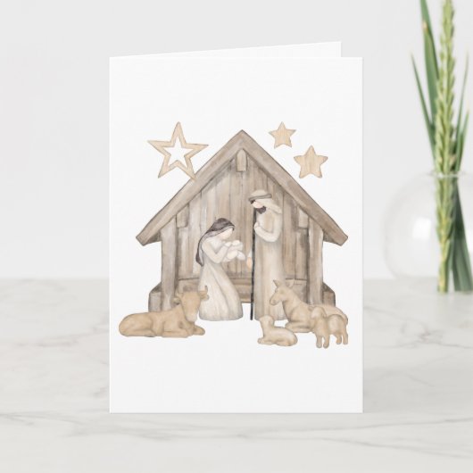 Kerststal Vouwkaart Feestdagen Kaart (Voorkant)