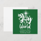 Kerststal Vreugde voor de Wereld Groen & Wit Feestdagenkaart (Voorkant / Achterkant)