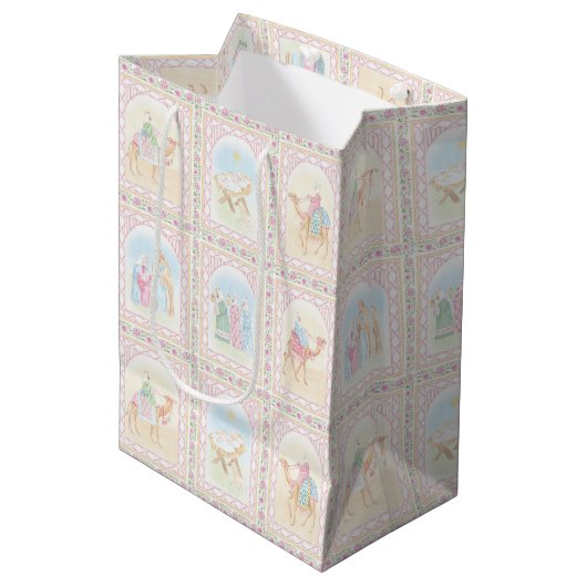 Kerststallen in pasteltinten medium cadeauzakje (Voorkant Gekanteld)
