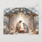 Kerststalletje met winterbloemen kaart (Voorkant)