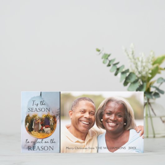 Kerststalletje ter gelegenheid van het seizoen feestdagenkaart (Staand voorkant)