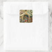 Kerststalletje vierkante stickers (Tas)