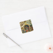 Kerststalletje vierkante stickers (Envelop)
