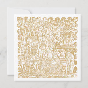 Kerststalrenaissance tijdperk Houtsnede Feestdagenkaart