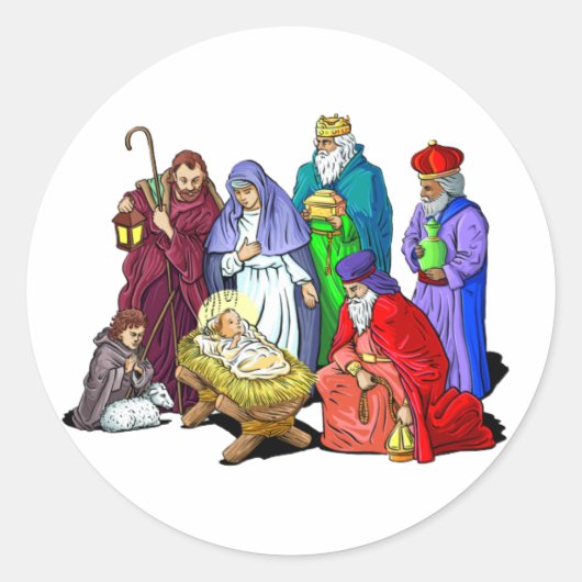 Kerststalstickers Ronde Sticker (Voorkant)